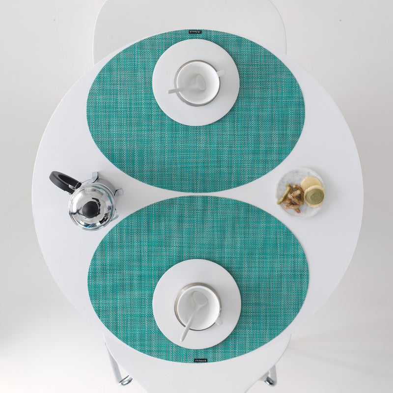Oval Placemat Mini Basketweave in Turquoise by Chilewich