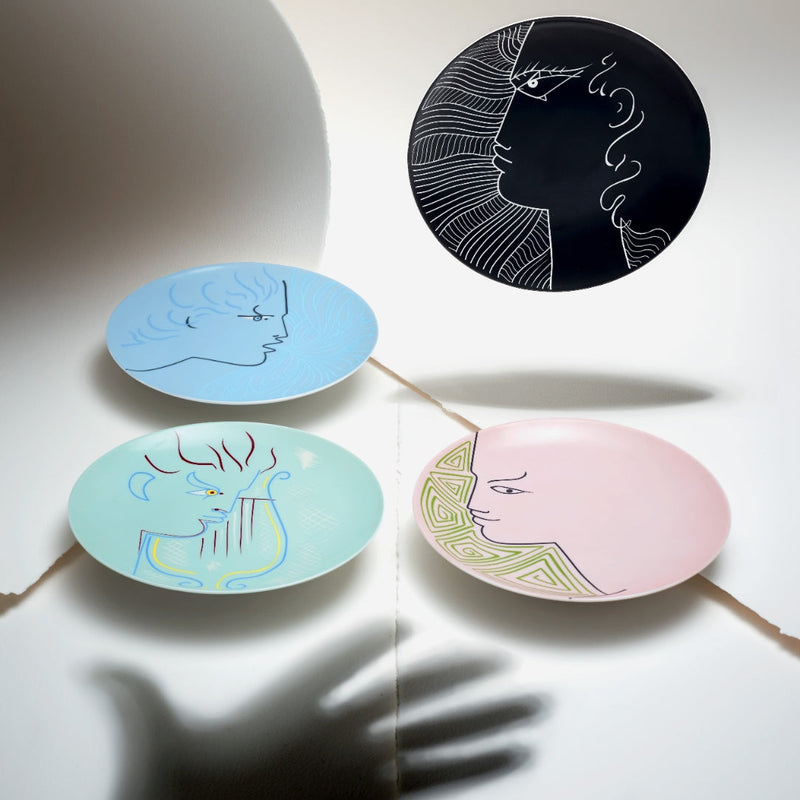 Set of 4 Distinct Dessert Plates in a Gift Box - Jean Cocteau