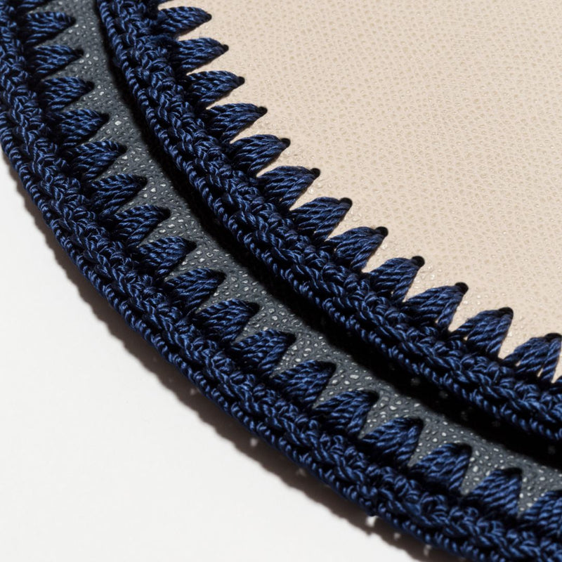 Oval Placemat 'Rochelle' Leather in Graphite & Crochet Border by Pigment France