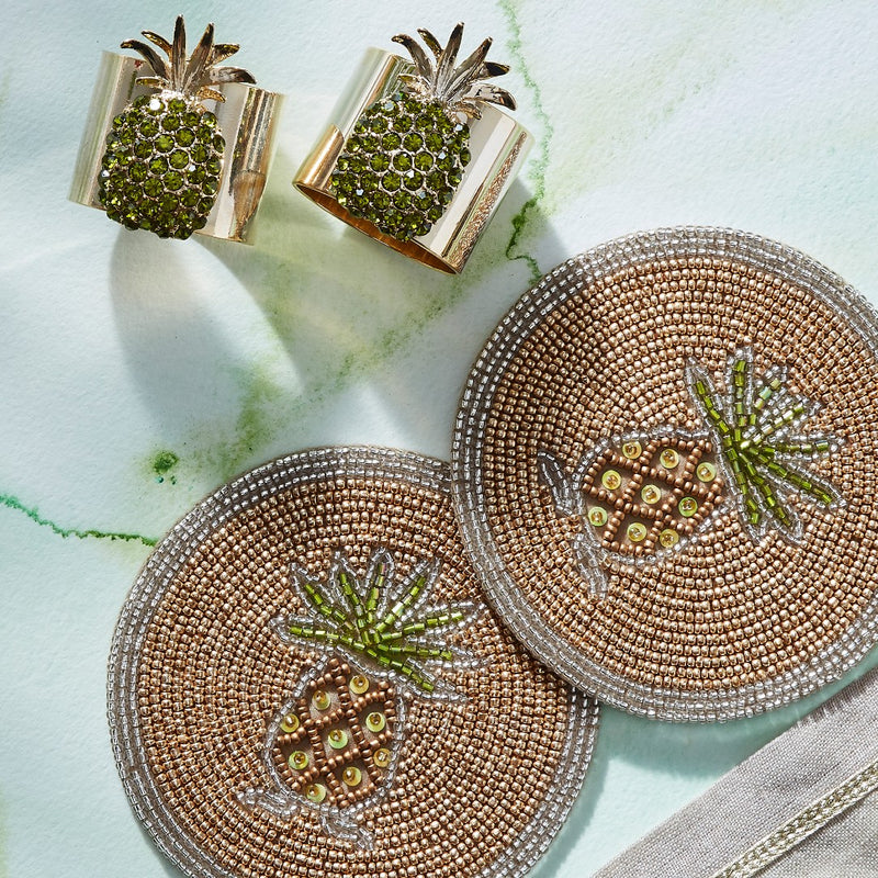Pineapple Napkin Ring in Gold, Olive by Joanna Buchanan - Set of 2