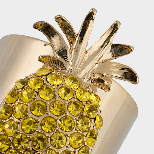 Pineapple Napkin Ring in Gold, Yellow by Joanna Buchanan | Set of 2