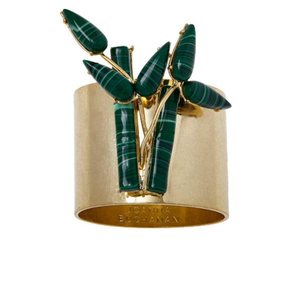 Bamboo napkin ring by Joanna Buchanan close-up on white background.