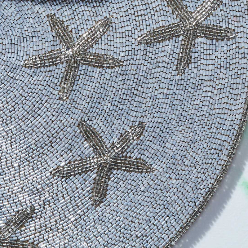 Starfish Beaded Placemat in Silver by Joanna Buchanan