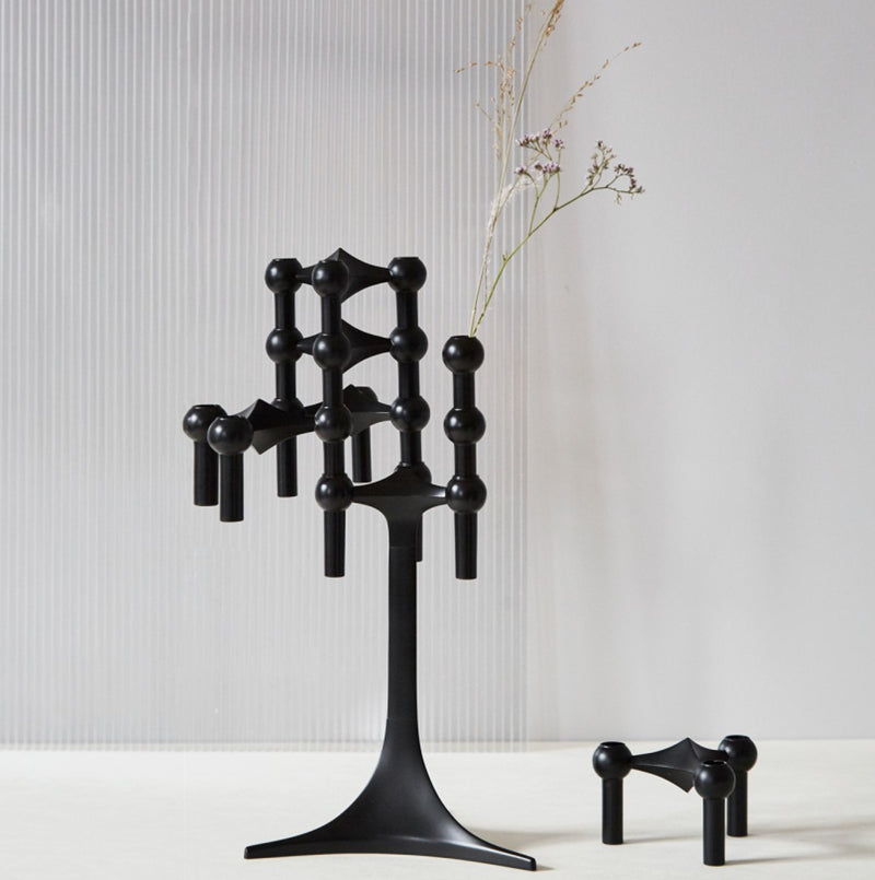Stoff Nagel Candle Stand in Matte Black