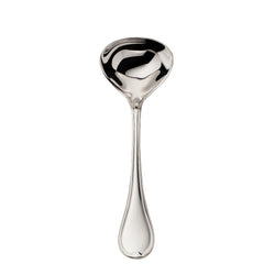 Classic-Faden silver-plated sauce ladle by Robbe & Berking with wide rounded bowl.