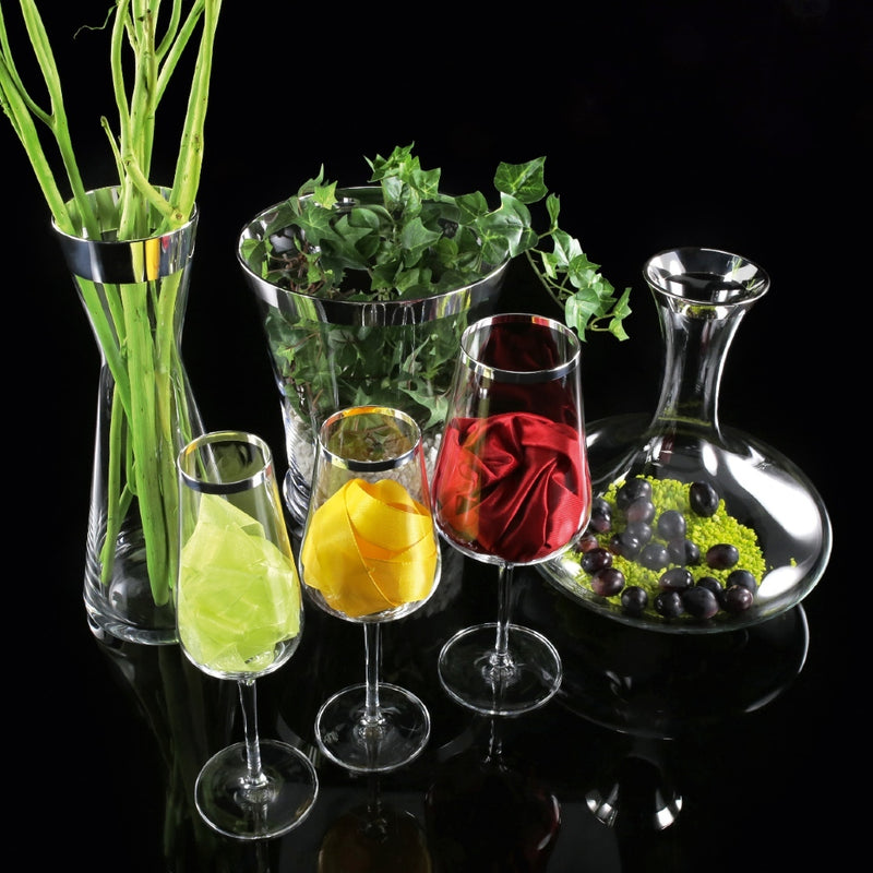 Red Wine Glass "Avantgarde" - Fine Silver Decor by Sonja Quandt