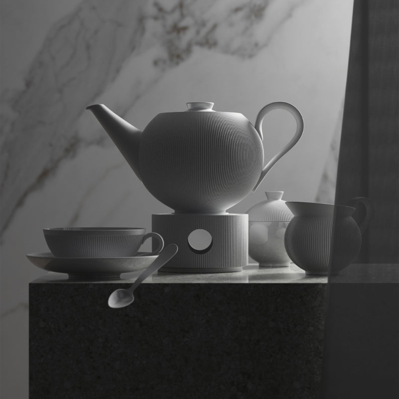 Teapot with Tea Strainer - Stella Satin White
