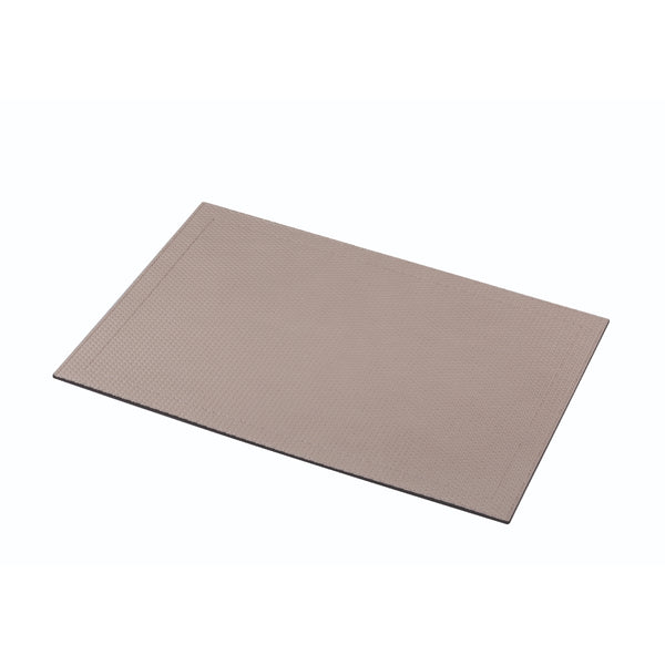 Maurice rectangular leather placemat in light grey with two stitching rows by Giobagnara.