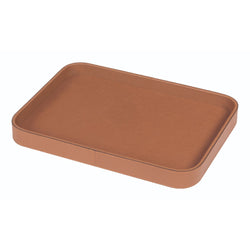 Rectangular Leather Tray "Polo" in Siena Brown, H 4cm, Small by Giobagnara
