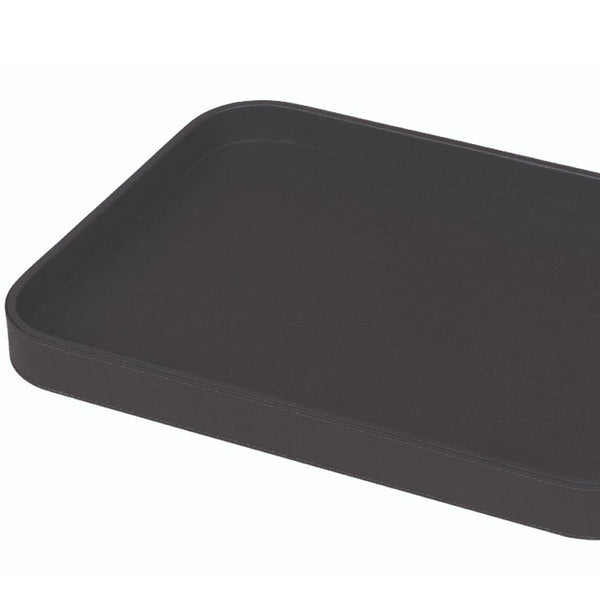 Rectangular Leather Tray "Polo" in Lava, H 4cm, Large by Giobagnara