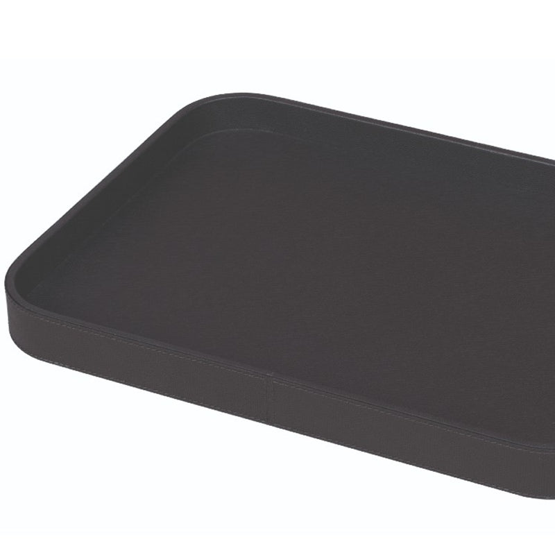 Rectangular Leather Tray "Polo" in Lava, H 4cm, Large by Giobagnara