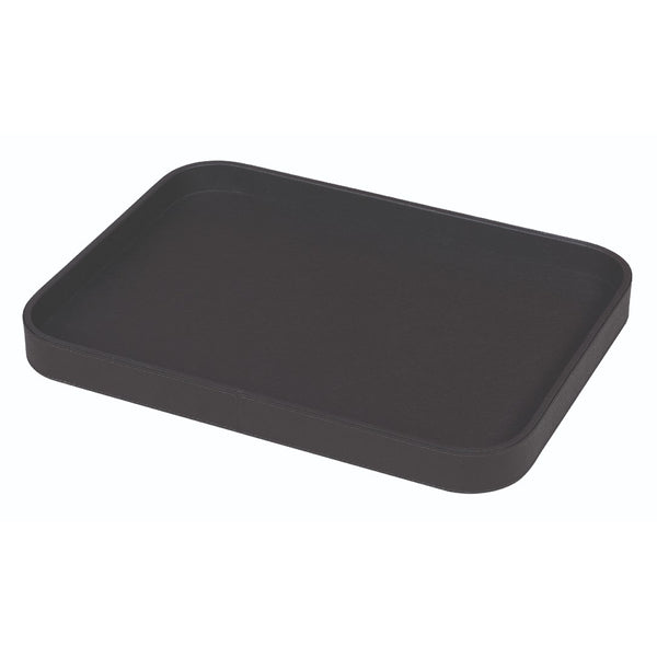Rectangular Leather Tray "Polo" in Lava, H 4cm, Large by Giobagnara