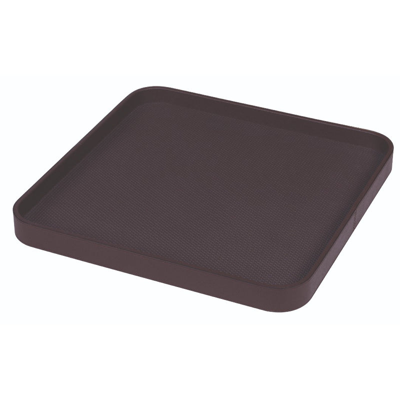 Square Leather Tray "Polo" in Plum, H 4cm, Large by Giobagnara