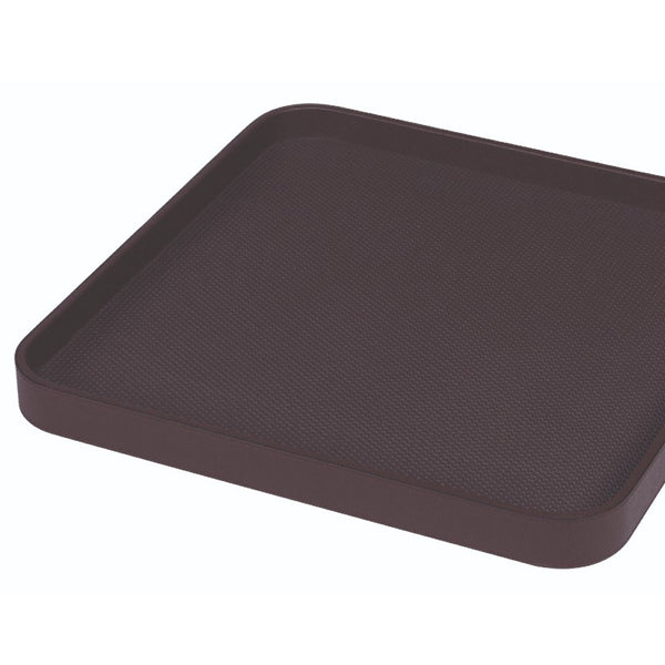 Square Leather Tray "Polo" in Plum, H 4cm, Large by Giobagnara