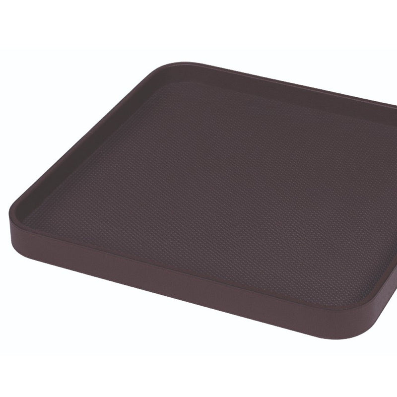 Square Leather Tray "Polo" in Plum, H 4cm, Large by Giobagnara