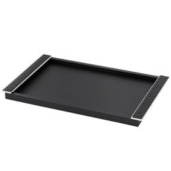 Leather Tray 'Circe' with Braided Leather Handles in Black and Chrome, Large by Riviere