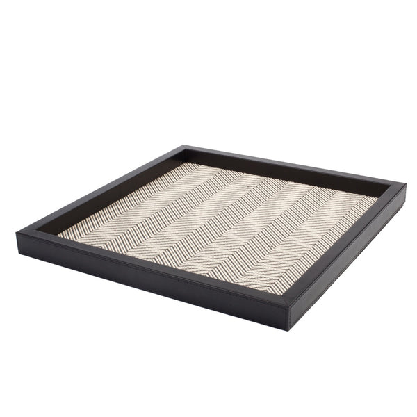 Riviere Febe small Black Leather Valet Tray with Waxed Cotton Lining