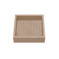 Square Leather Tray 'Febe', Padded Handwoven Lining in Taupe, Small by Riviere