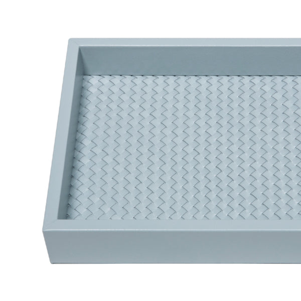Valet Leather Tray 'Febe' with Padded Handwoven Lining in Azure by Riviere