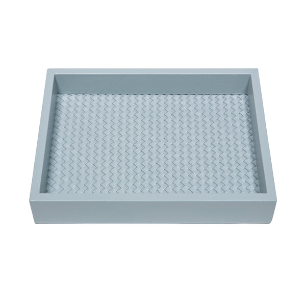 Valet Leather Tray 'Febe' with Padded Handwoven Lining in Azure by Riviere