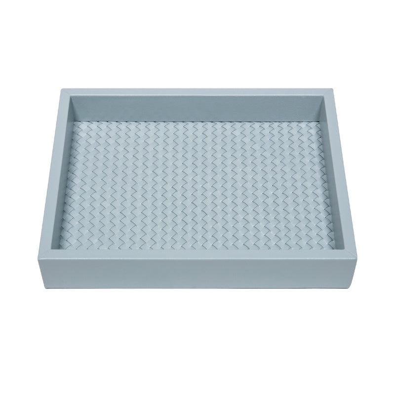 Valet Leather Tray 'Febe' with Padded Handwoven Lining in Azure by Riviere