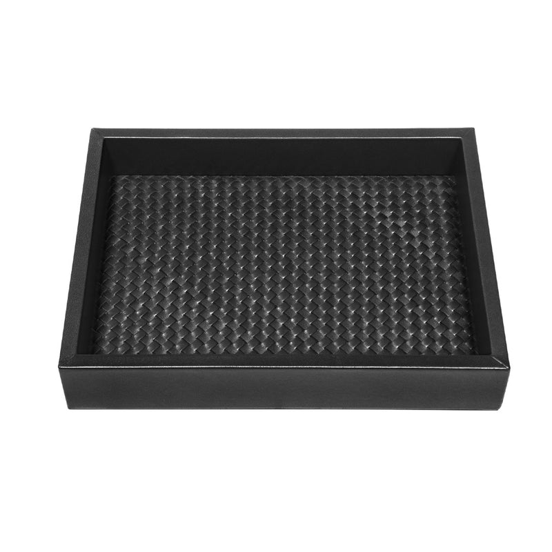 Valet Leather Tray 'Febe' with Padded Handwoven Lining in Black by Riviere