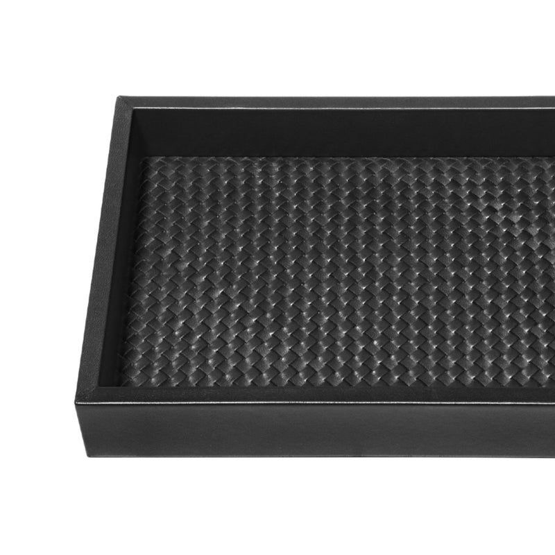 Valet Leather Tray 'Febe' with Padded Handwoven Lining in Black by Riviere