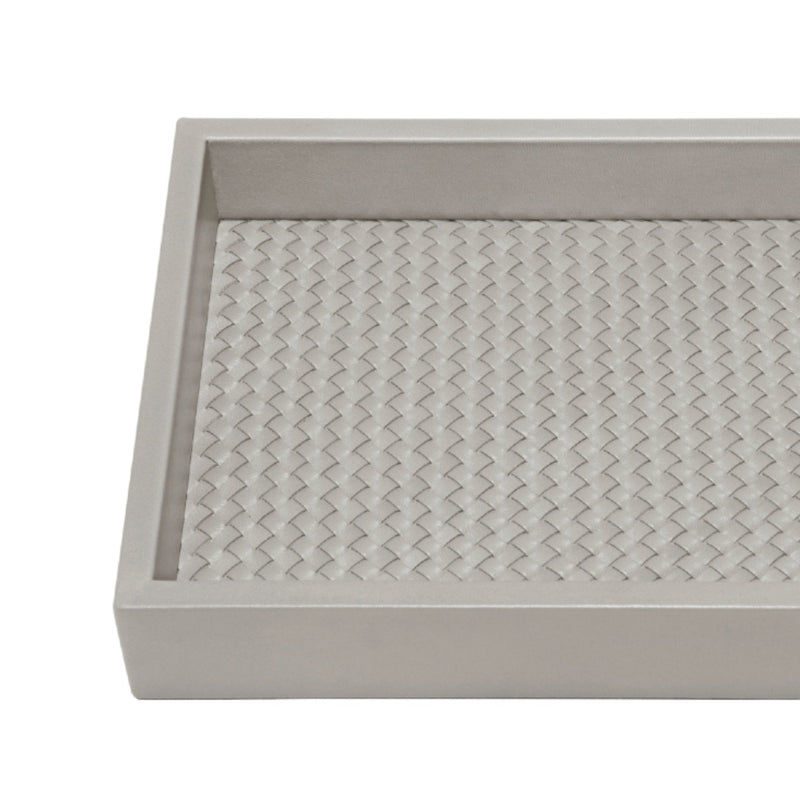 Valet Leather Tray 'Febe' with Padded Handwoven Lining in Grey by Riviere