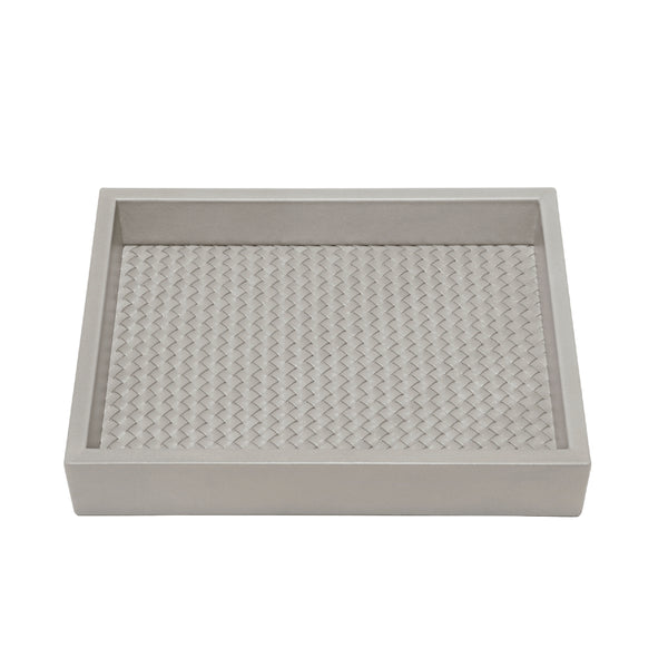 Valet Leather Tray 'Febe' with Padded Handwoven Lining in Grey by Riviere