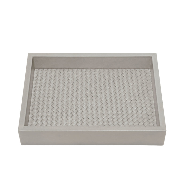 Valet Leather Tray 'Febe' with Padded Handwoven Lining in Grey by Riviere