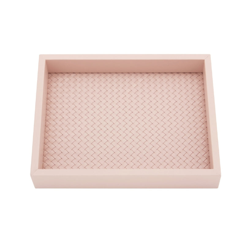 Valet Leather Tray 'Febe' with Padded Handwoven Lining in Pink by Riviere