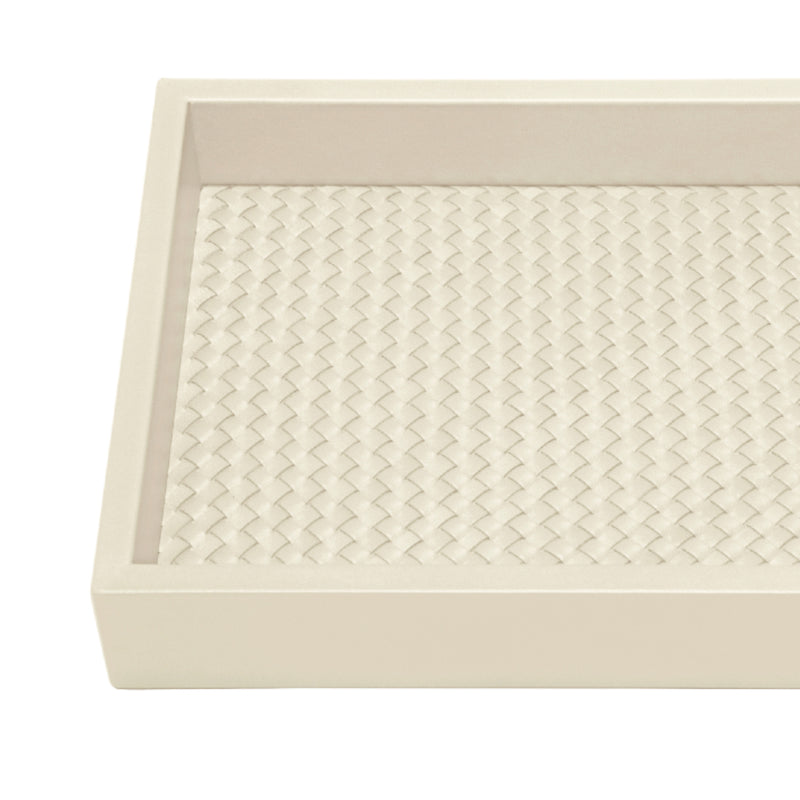 Valet Leather Tray 'Febe' with Padded Handwoven Lining in Ivory by Riviere