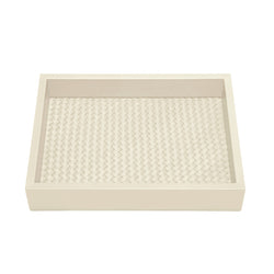 Valet Leather Tray 'Febe' with Padded Handwoven Lining in Ivory by Riviere