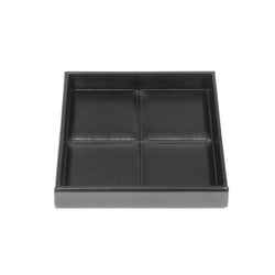 Square Leather Tray 'Eva Classic', with Stitched Padded Lining in Black by Riviere