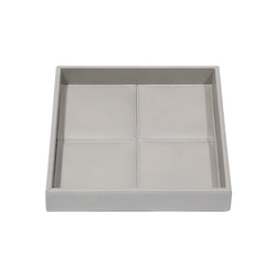 Square Leather Tray 'Eva Classic' with Stitched Padded Lining in Grey by Riviere