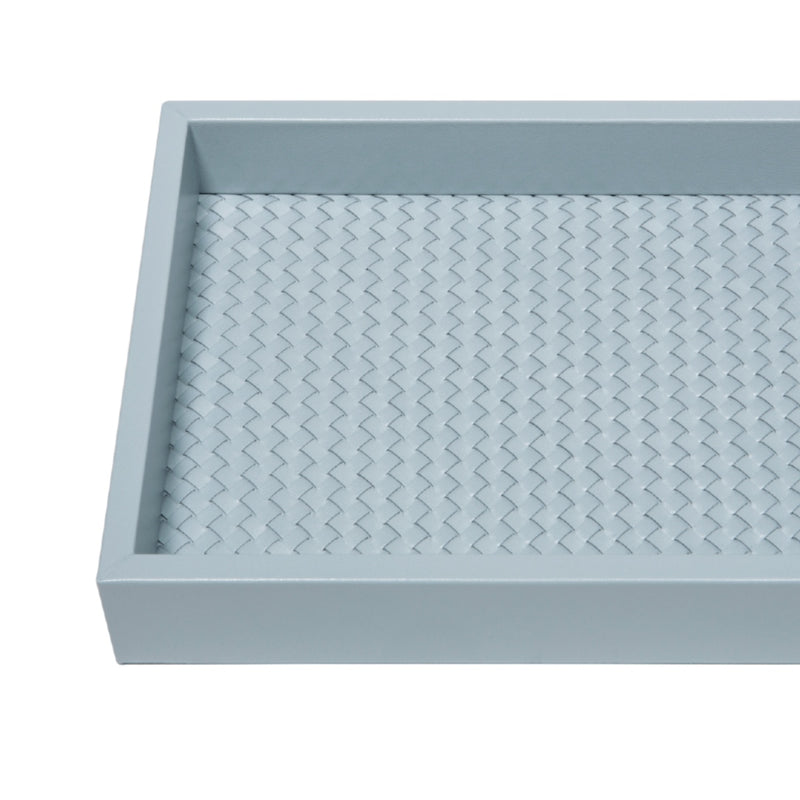 Square Leather Tray 'Febe' with Padded Hand Woven Lining in Azure, Large by Riviere