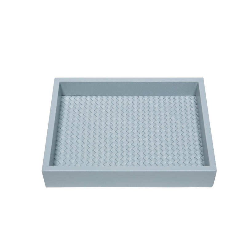 Square Leather Tray 'Febe' with Padded Hand Woven Lining in Azure, Large by Riviere