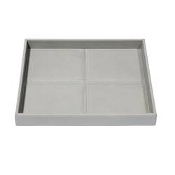 Rectangular Leather Tray 'Eva Classic' with Stitched Padded Lining in Grey by Riviere