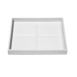 Rectangular Leather Tray 'Eva Classic' with Stitched Padded Lining in White by Riviere