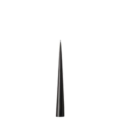 A black matte self-standing cone candle with a sharp pointed tip.