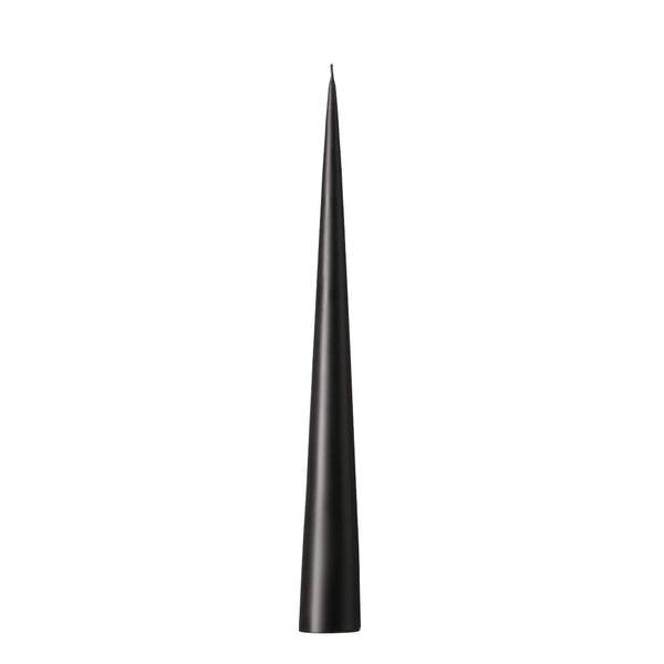 Black Matt cone candle 48cm by Ester & Erik, tall self-standing sculptural taper with matte finish
