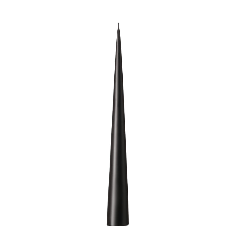 Black Matt cone candle 48cm by Ester & Erik, tall self-standing sculptural taper with matte finish