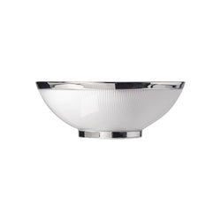 A white porcelain bowl with a textured design and a shiny platinum finish, with a diameter of 20 cm.