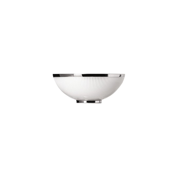 A white porcelain bowl with a platinum finish, featuring gentle relief lines and a shiny surface.