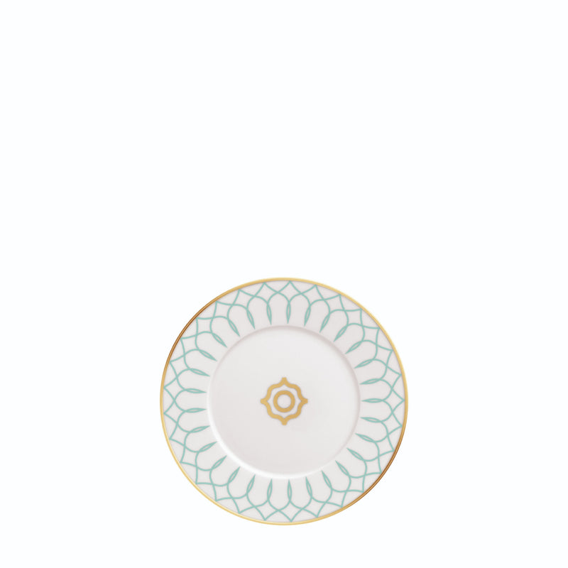 Bread Plate Carlo Este by FÜRSTENBERG in fine porcelain with golden geometric ornamentation by Carlo Dal Bianco.