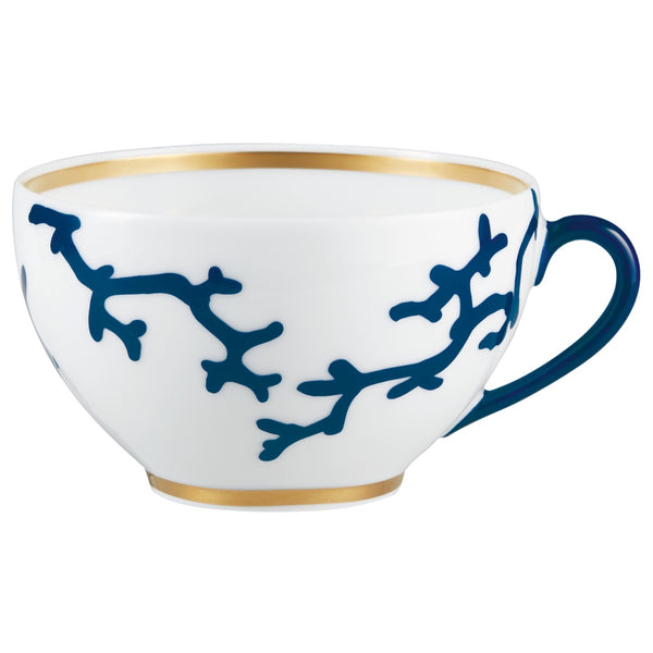Breakfast Cup Cristobal Marine porcelain by Raynaud with marine blue coral motifs and gold accents