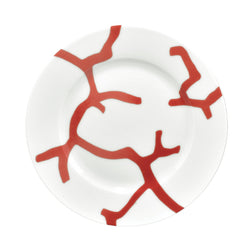 Luxury porcelain cake plate No.2 Cristobal Rouge bold red coral design by Raynaud