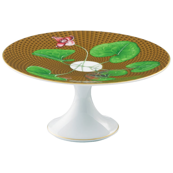Raynaud porcelain cake stand petit four 16cm Trésor Fleuri asarum
