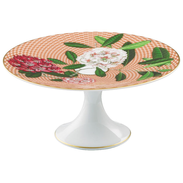 Raynaud porcelain cake stand petit four 16cm Trésor Fleuri rhododendron
