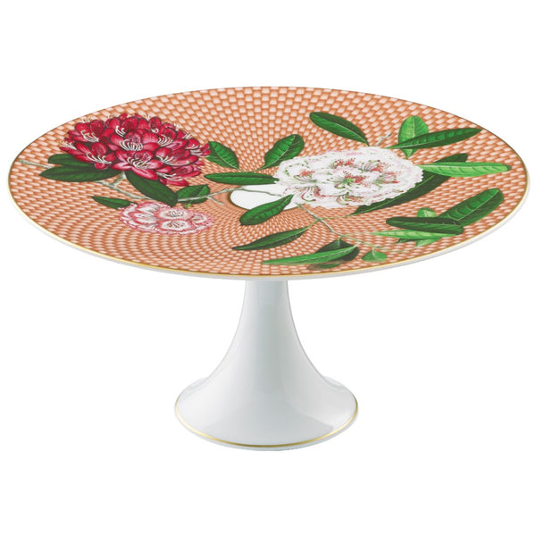 Raynaud porcelain cake stand petit four 22cm Trésor Fleuri rhododendron
